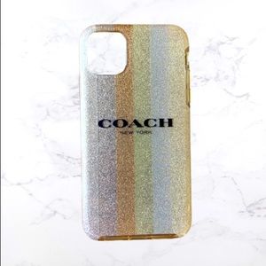 Coach Protective Case for iPhone 11 Glitter Americana Neutral Silver Gold